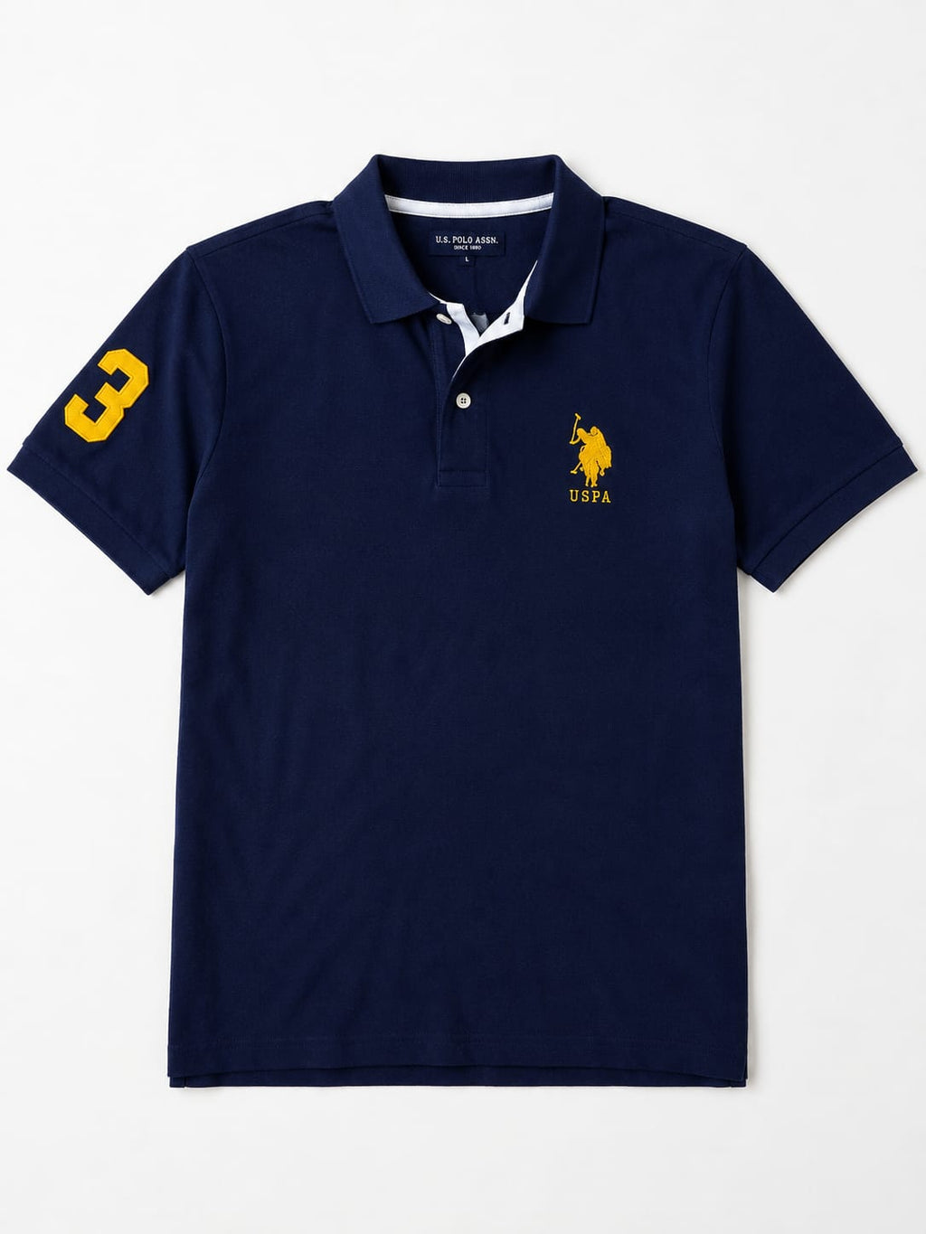 Half Sleeves Casual T-shirt for Men (Navy Blue, L)