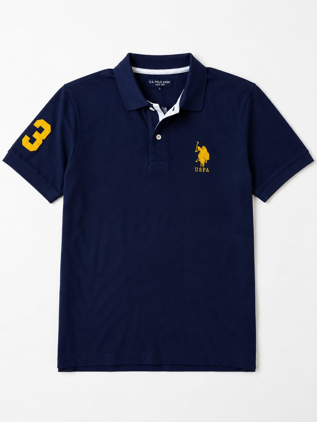 Half Sleeves Casual T-shirt for Men (Navy Blue, L)