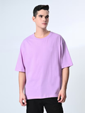 Men's Cotton Solid Oversized T-shirt (Size-XL) (Color-LAVENDER)