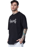 Men round neck printed oversized t-shirt (Size-XL) (Color-BLACK)