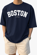 T-Shirt for Men– Oversized Cotton Tee-XL-Navy Blue