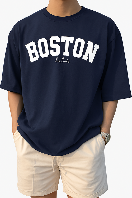 T-Shirt for Men– Oversized Cotton Tee-XL-Navy Blue